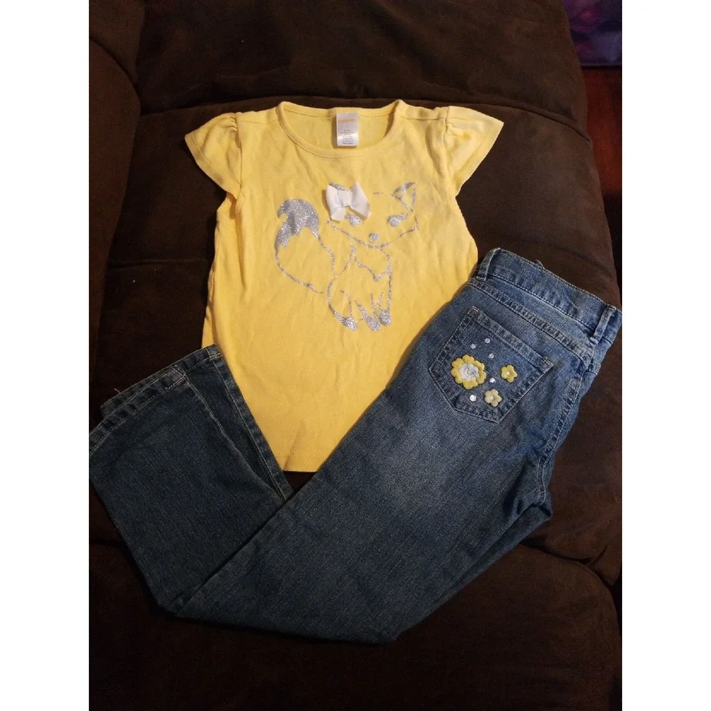 Gymboree outlet bright owl top 6 Jeans 7